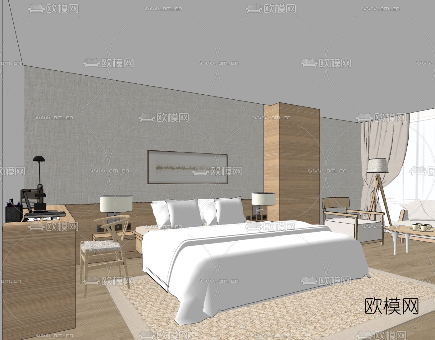 日式酒店客房su模型下载（渲染图2）