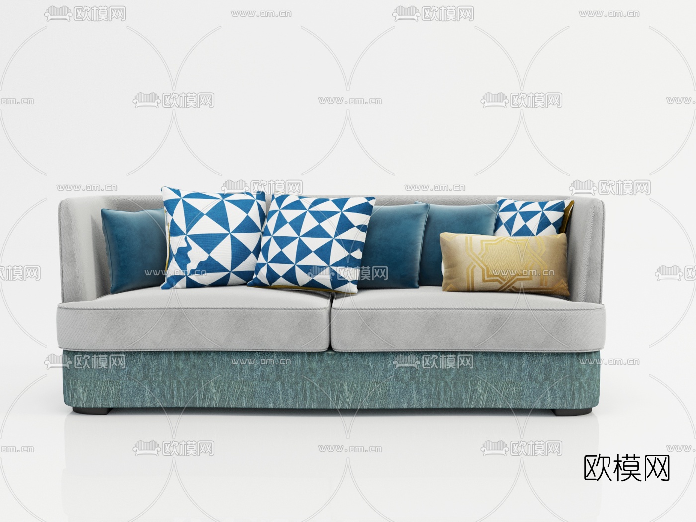 现代布艺双人沙发3d模型下载（渲染图1）