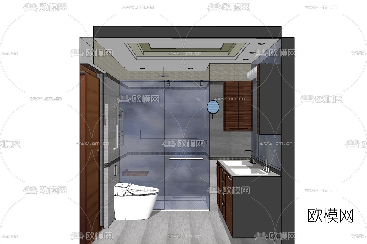 现代卫生间免费su模型下载