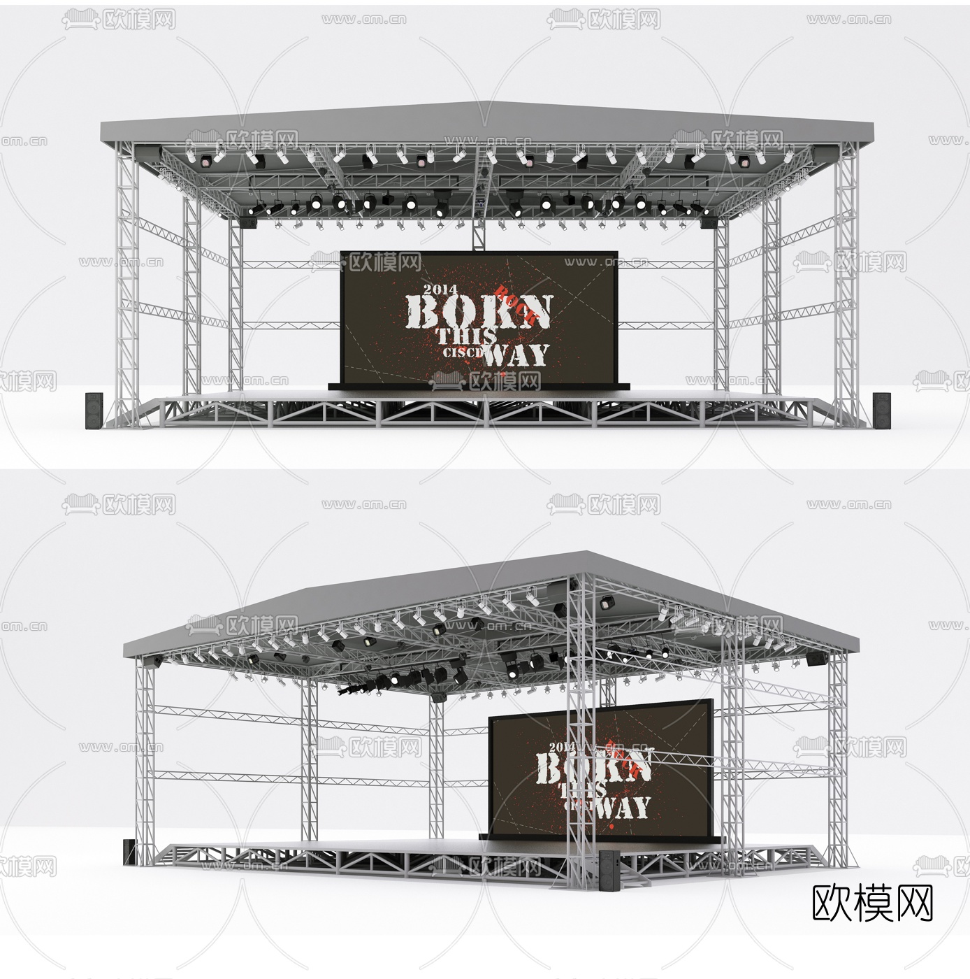 现代露天户外音乐舞台3d模型