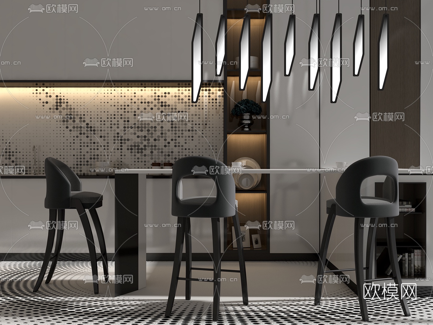 现代简约吧台3d模型