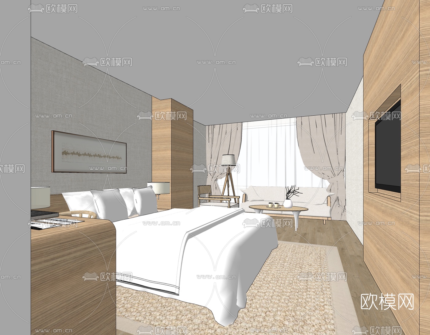 日式酒店客房su模型下载（渲染图1）