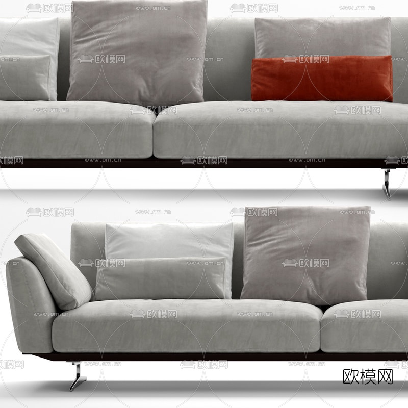 现代布艺拐角沙发3d模型