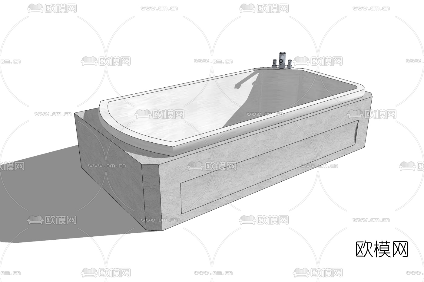 现代陶瓷浴缸免费su模型下载