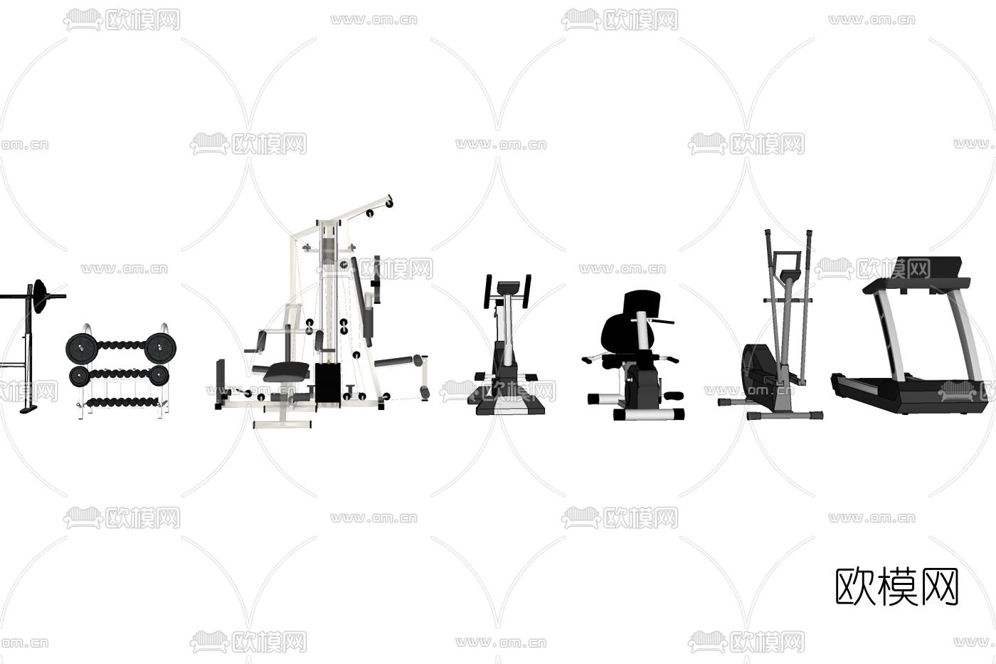 现代健身设备免费su模型下载