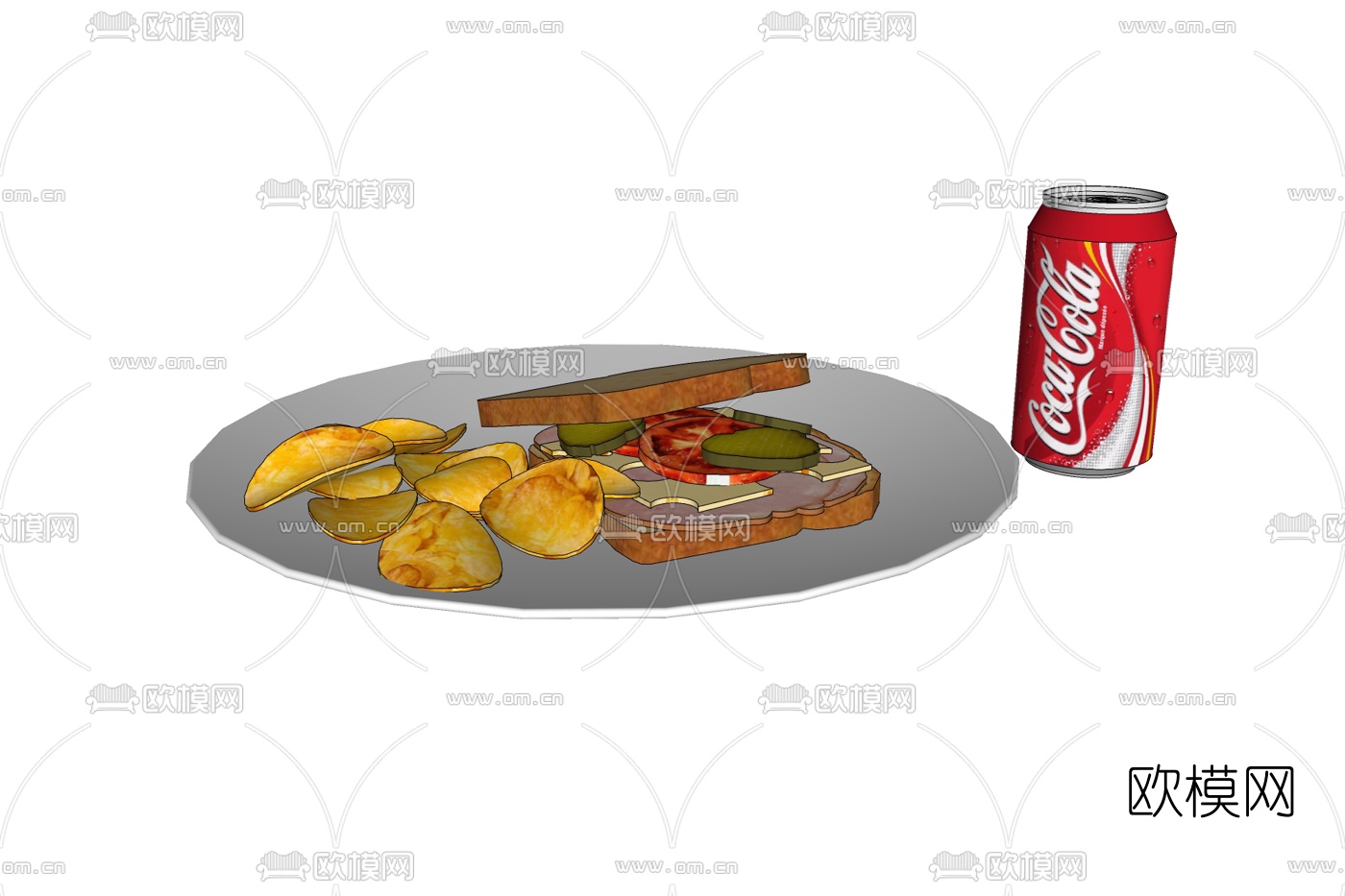 现代薯片面包免费su模型下载