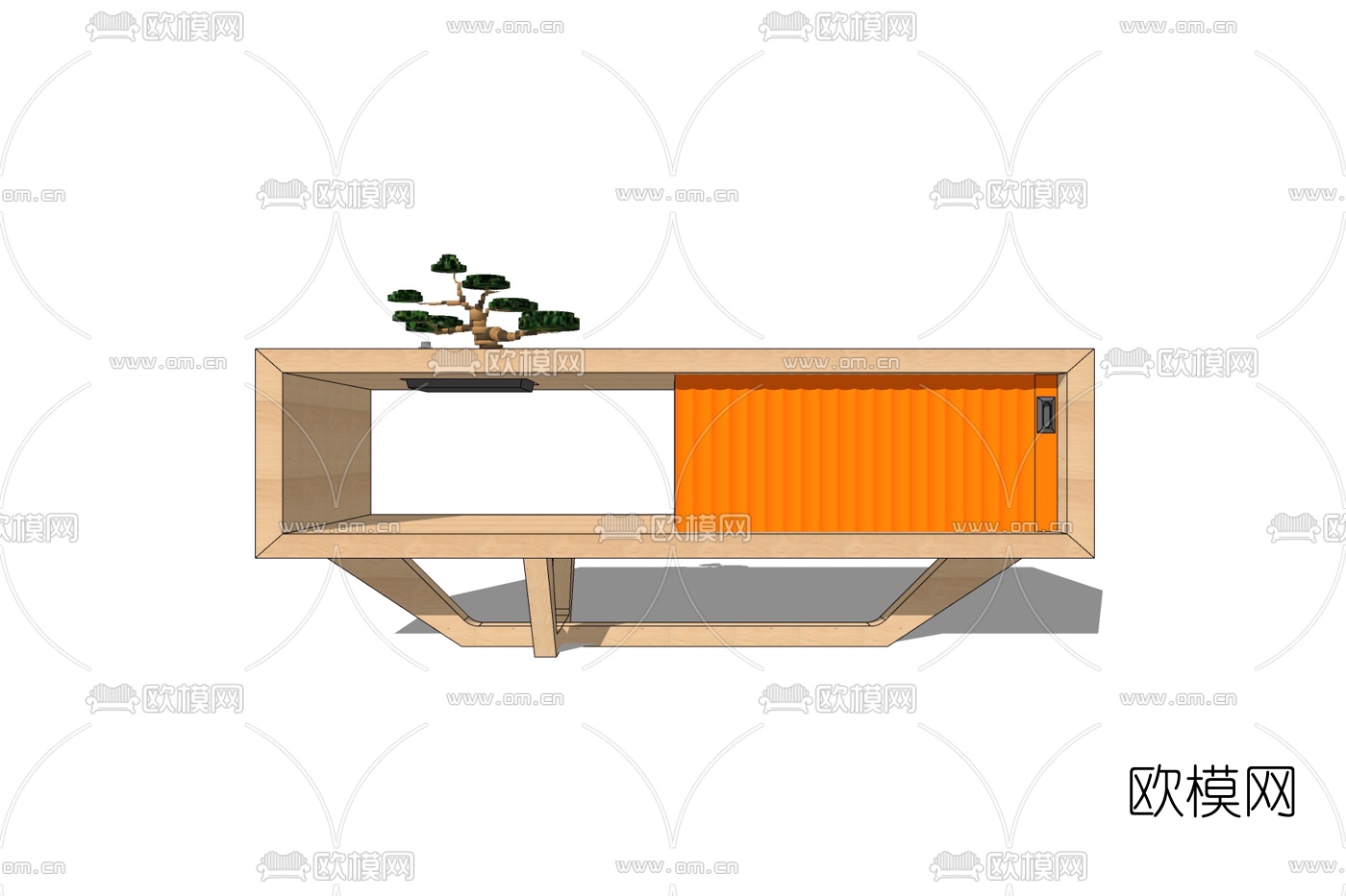 新中式实木电视柜免费su模型下载