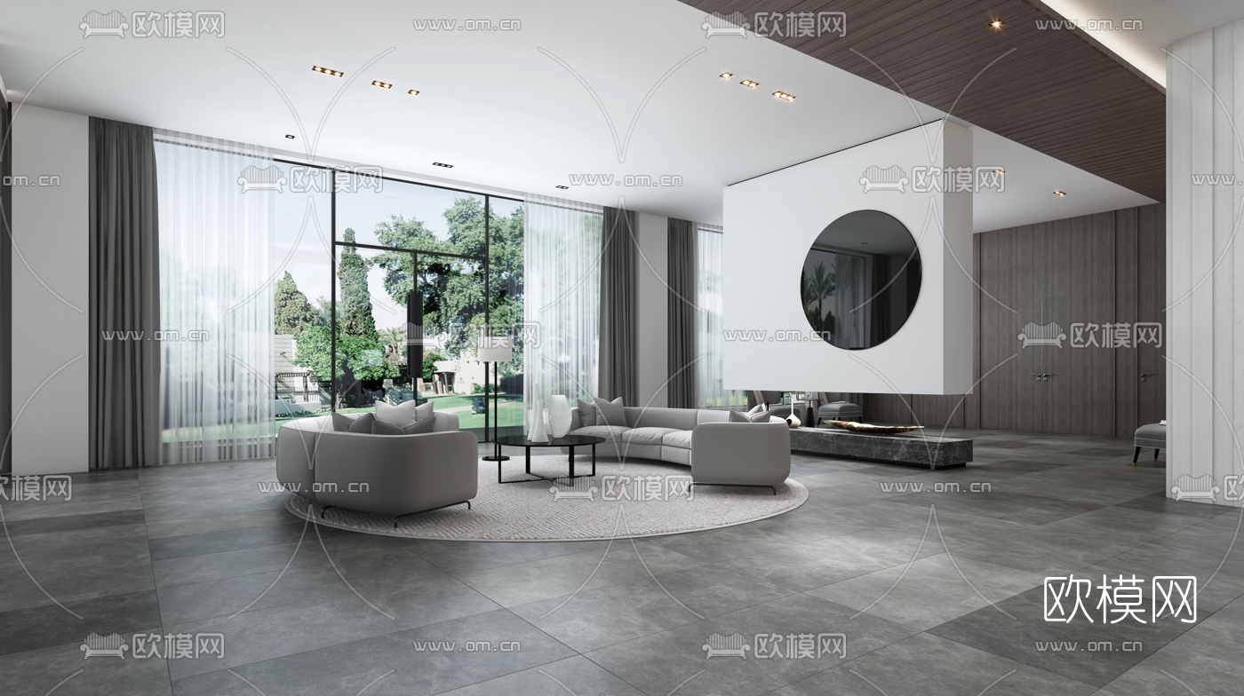 现代会所会客室3d模型下载（渲染图1）