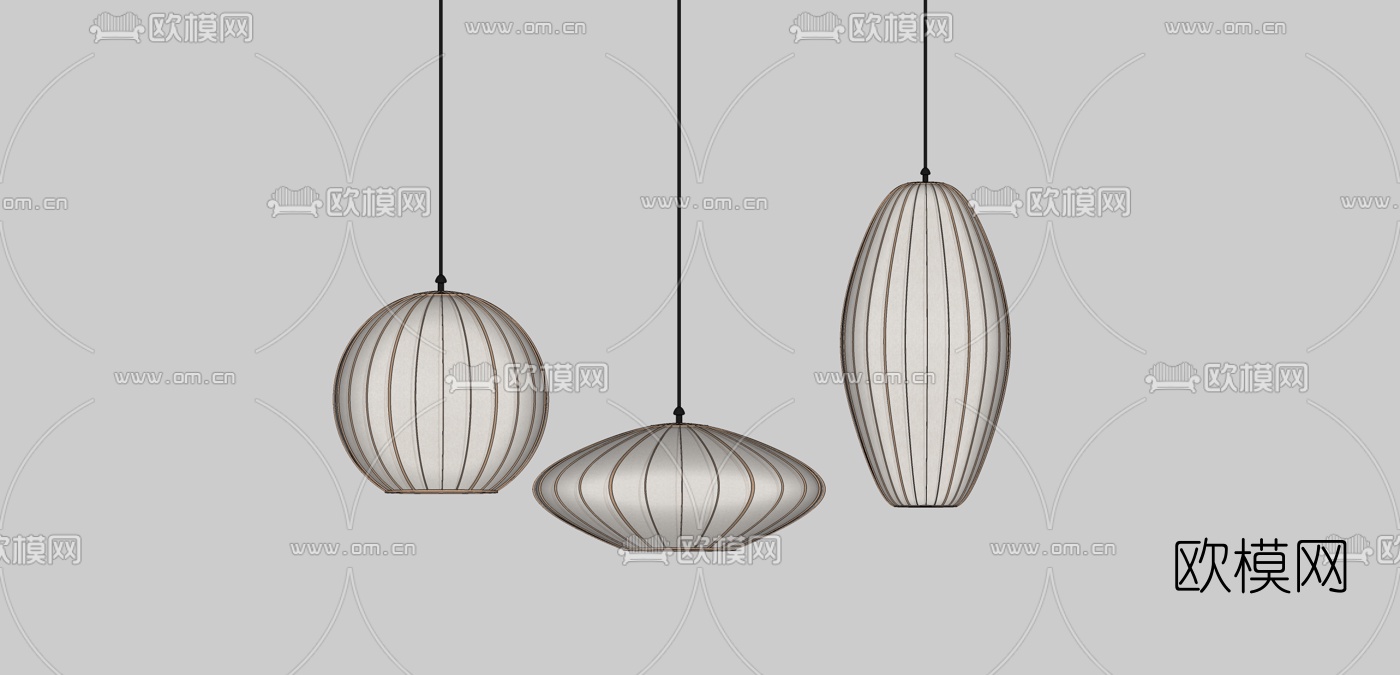 新中式灯笼吊灯su模型下载