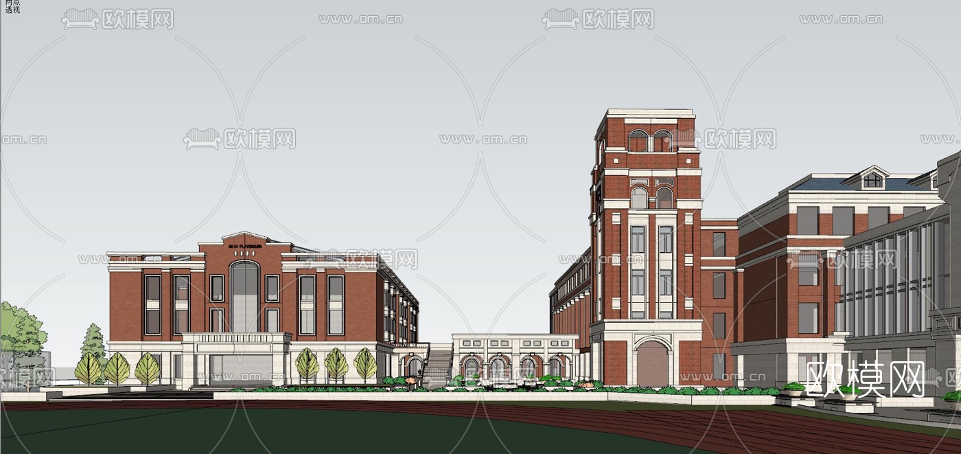 法式公寓楼外观su模型下载（渲染图5）