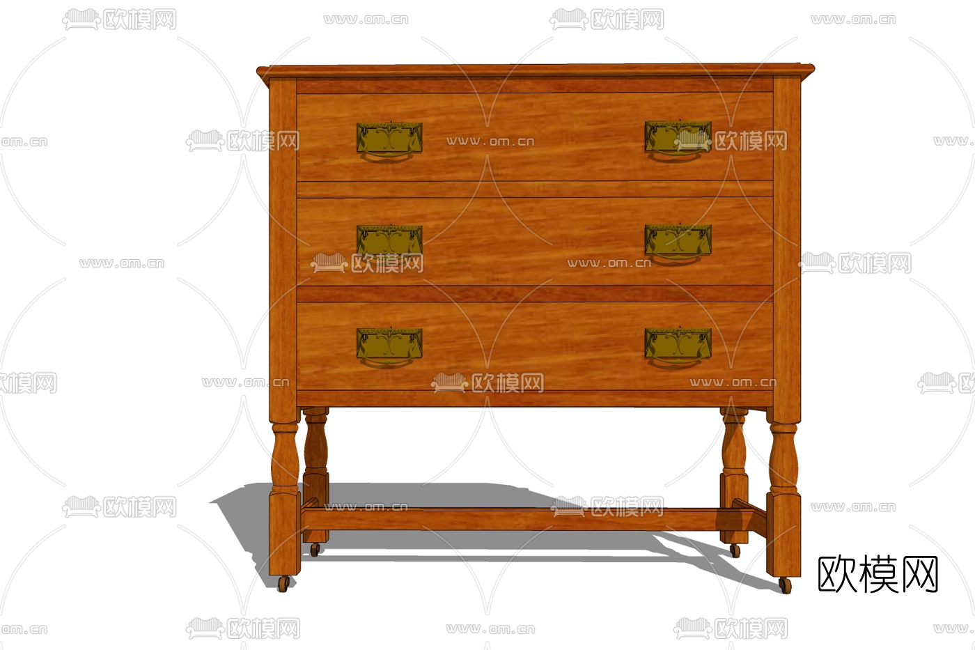 欧式实木边柜斗柜免费su模型下载