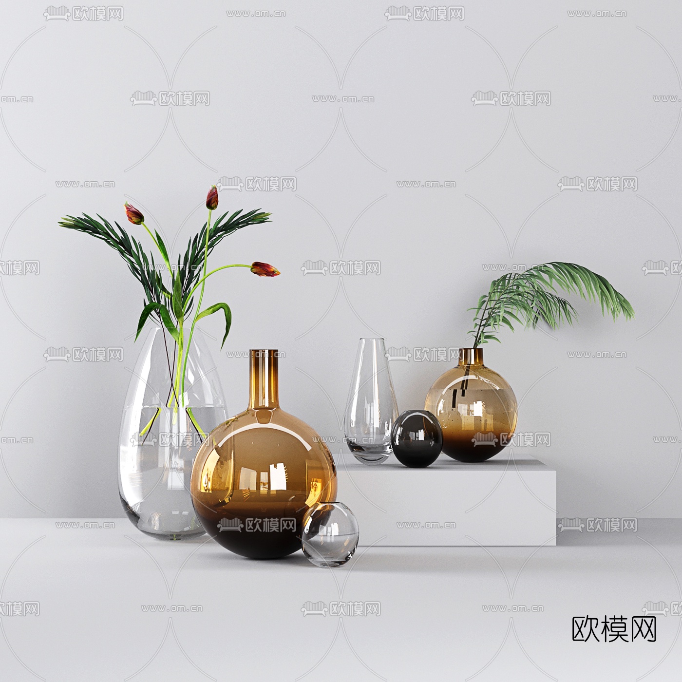 现代玻璃花瓶3d模型