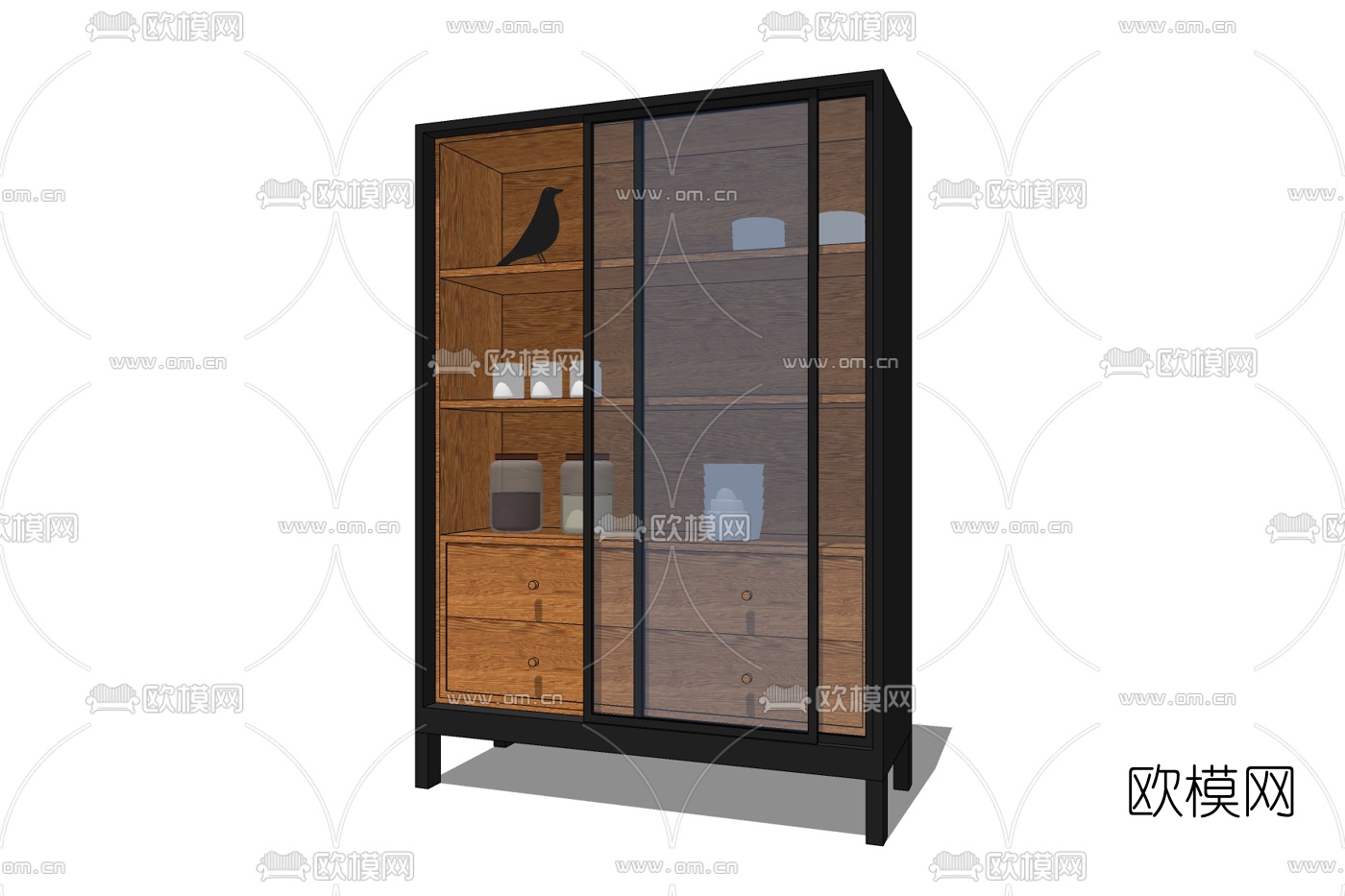 现代酒柜免费su模型下载