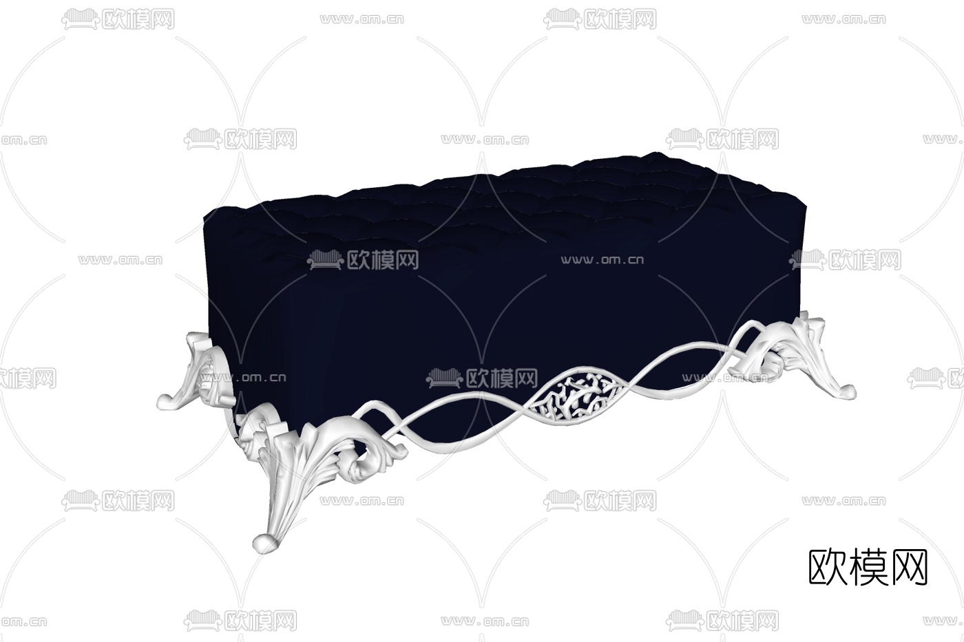 欧式布艺长凳免费su模型下载