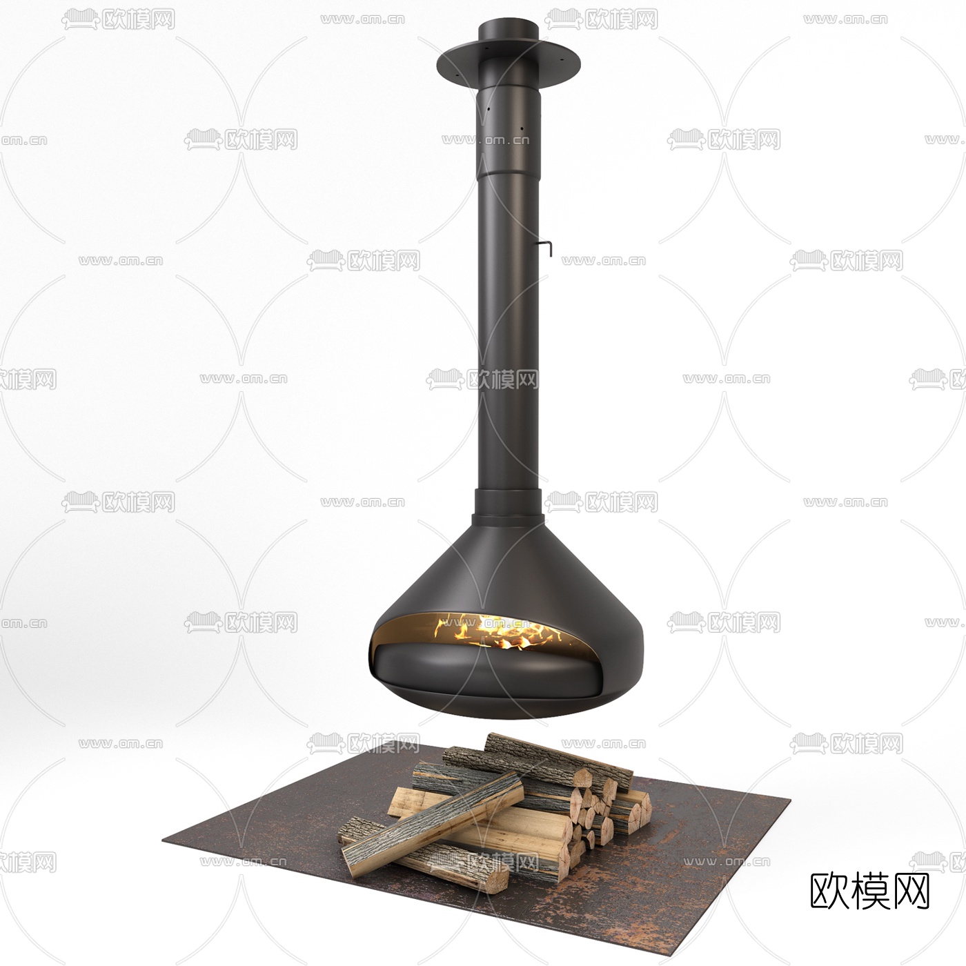工业风金属壁炉3d模型