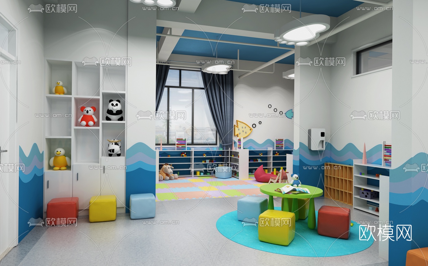 现代幼儿园教室3d模型