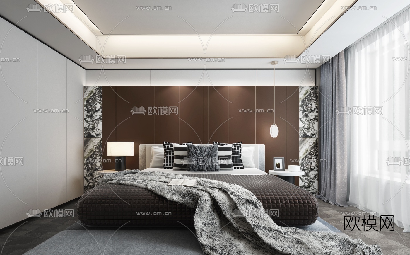 葛亚曦设计 现代卧室主人房3d模型下载