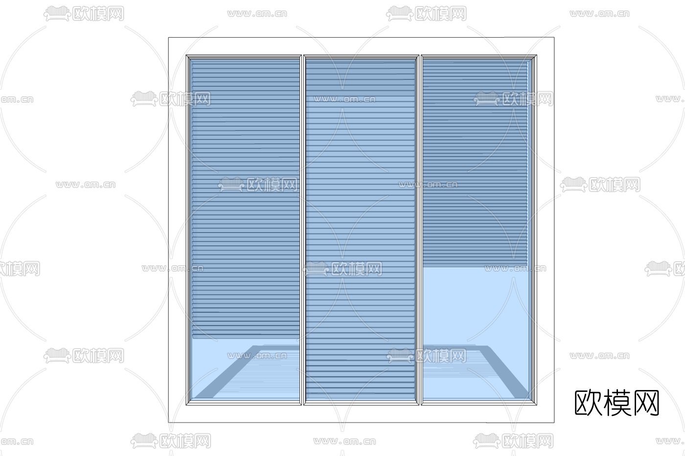 现代推拉窗免费su模型下载