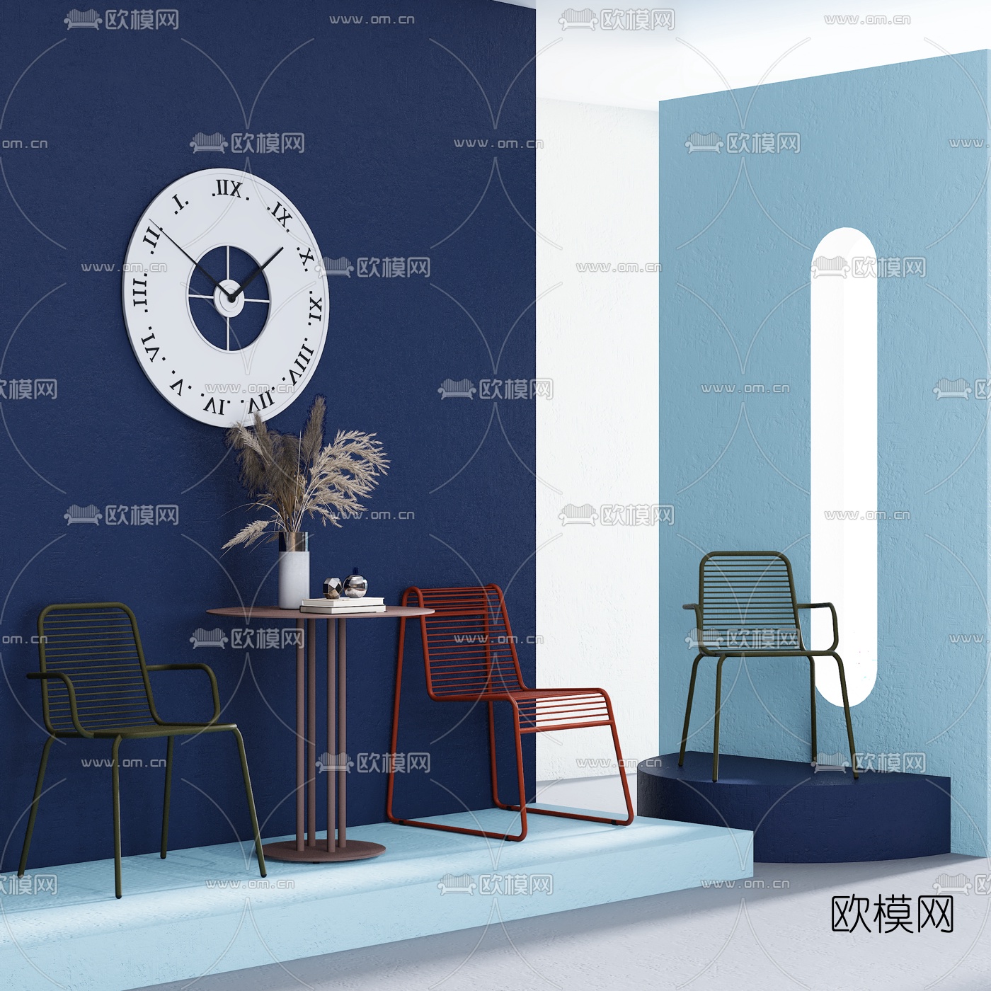 现代简约休闲椅组合3d模型
