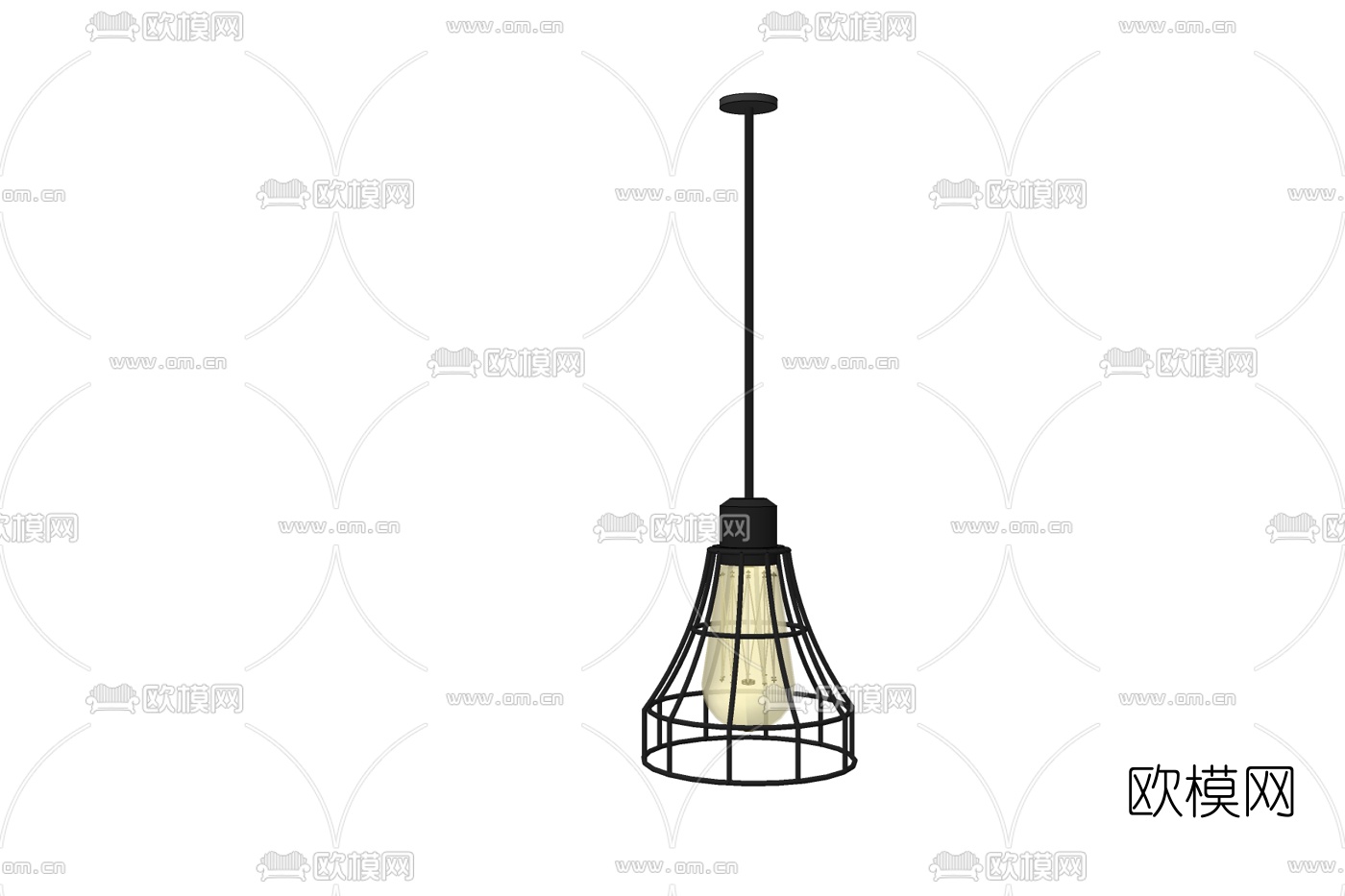 北欧铁艺吊灯免费su模型下载
