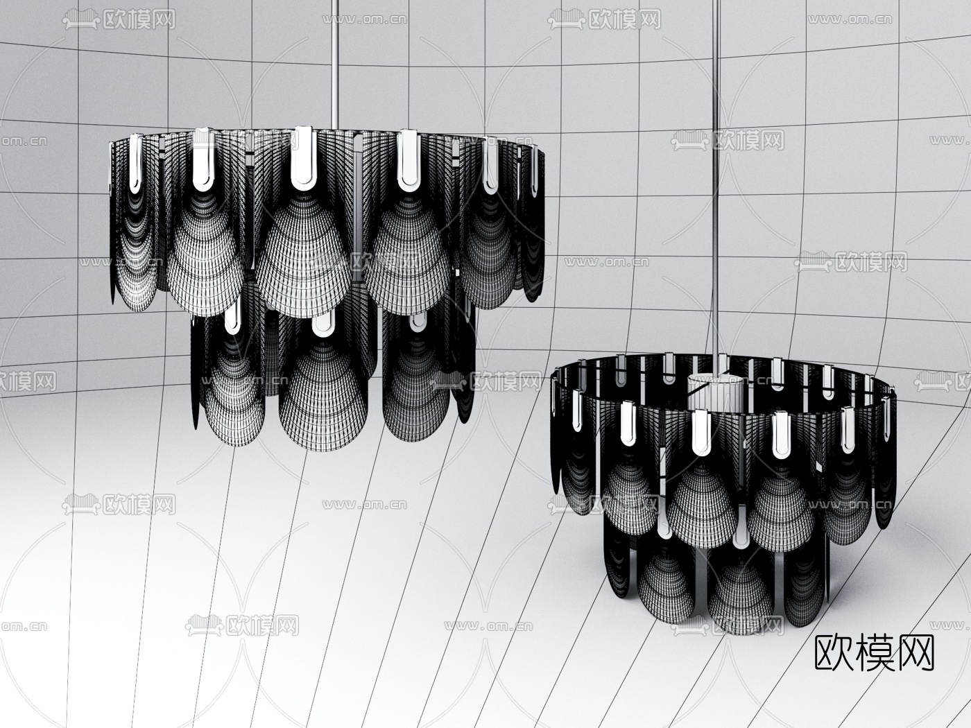 现代轻奢水晶吊灯3d模型下载（渲染图2）