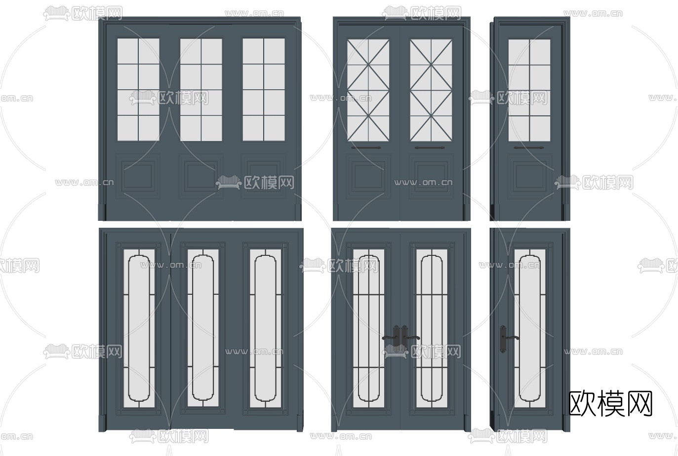 北欧玻璃门卫生间门su模型下载