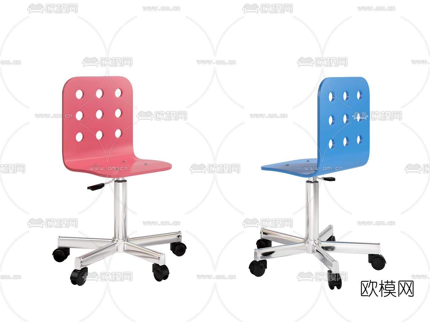 现代彩色儿童椅3d模型下载（渲染图2）