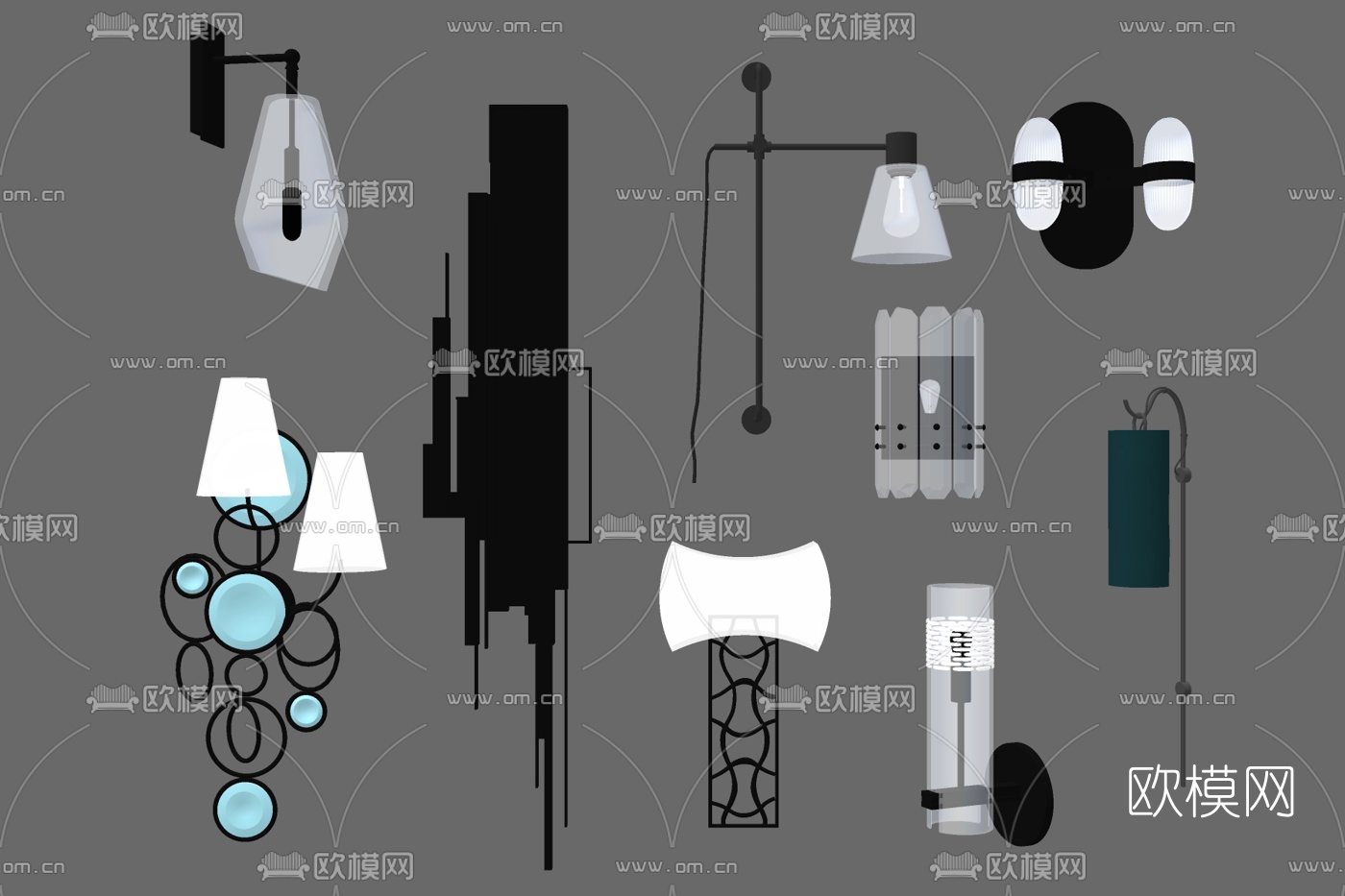 现代金属壁灯免费su模型下载