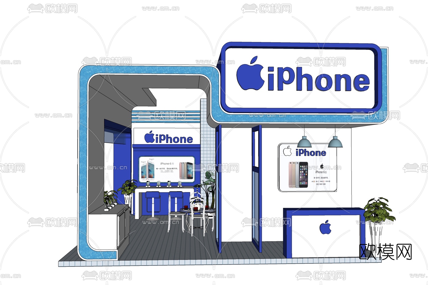 现代苹果手机店su模型下载