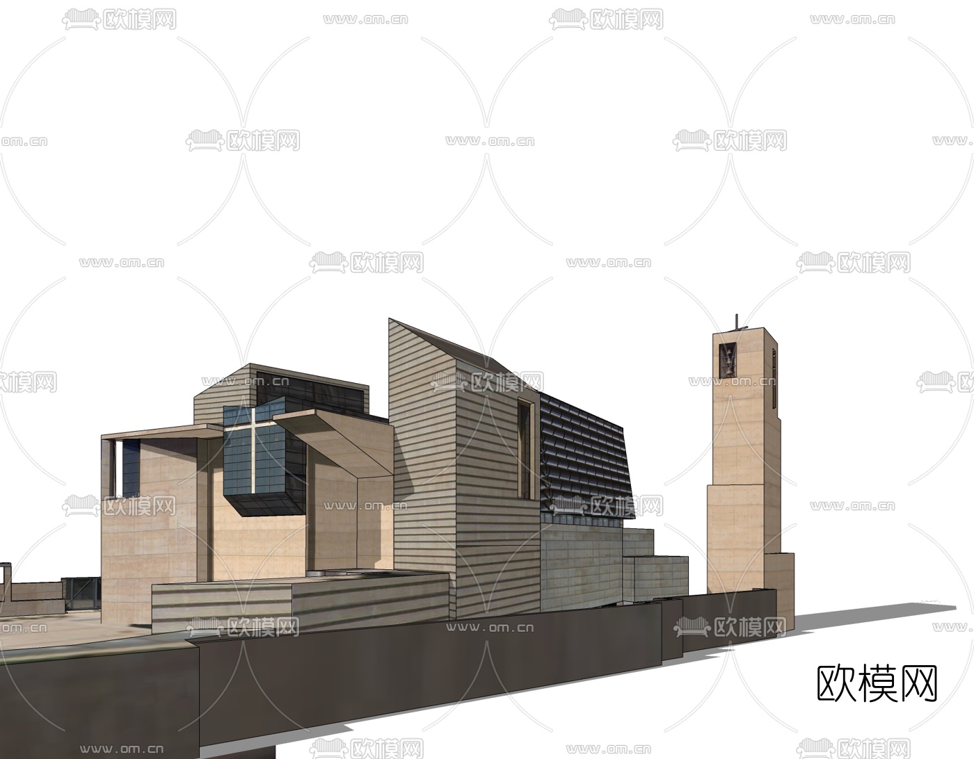 现代天主教堂免费su模型下载