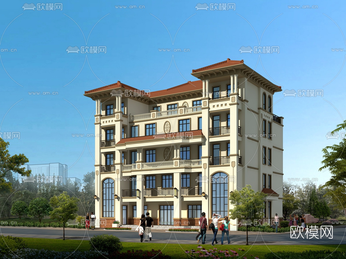 简欧别墅外观3d模型