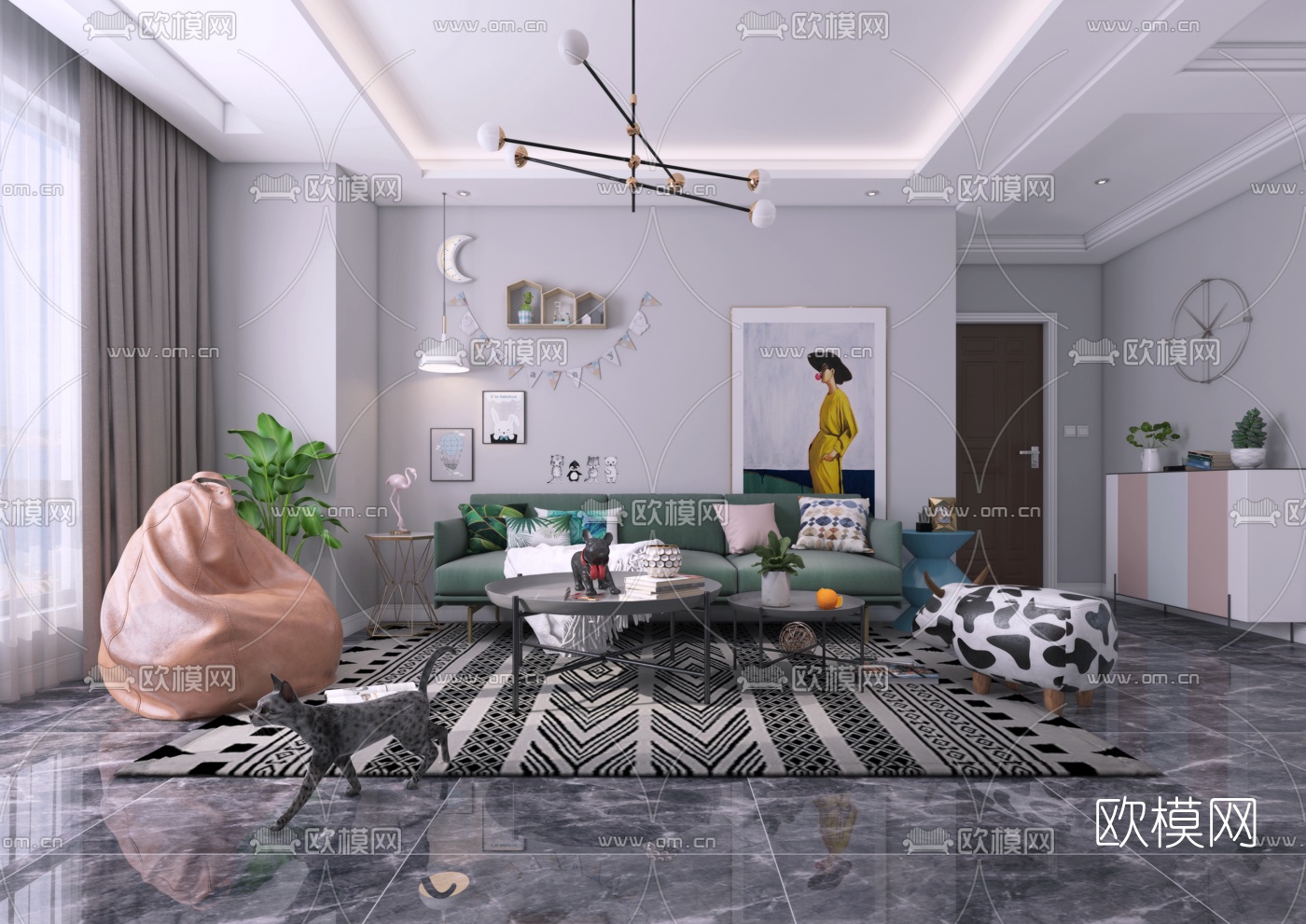北欧客厅3d模型