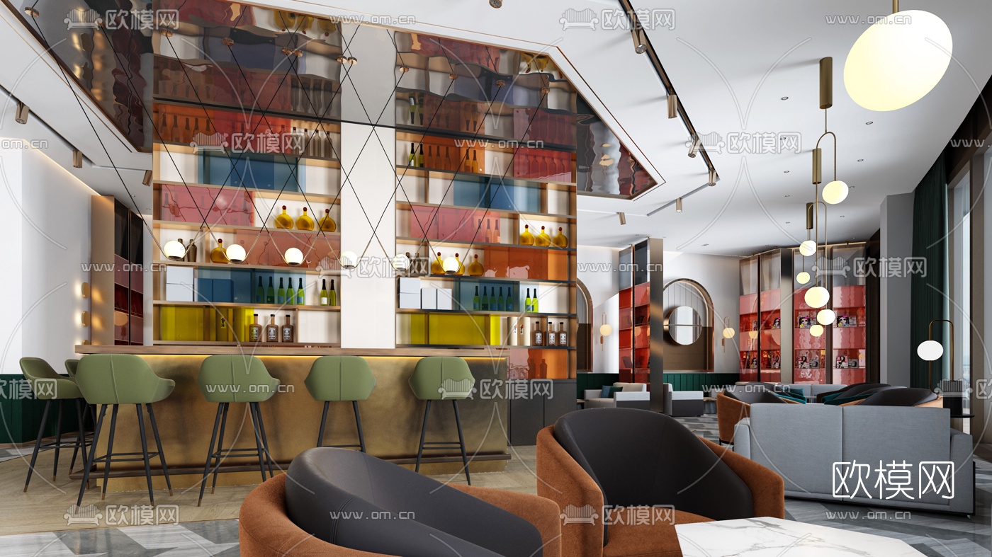 现代网红酒店大堂3d模型下载（渲染图4）