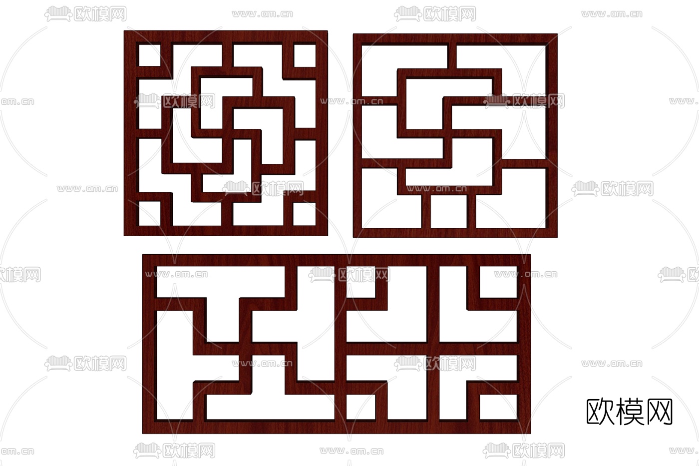 新中式窗花免费su模型下载