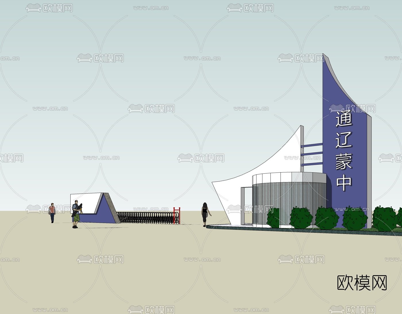现代建筑门头免费su模型下载