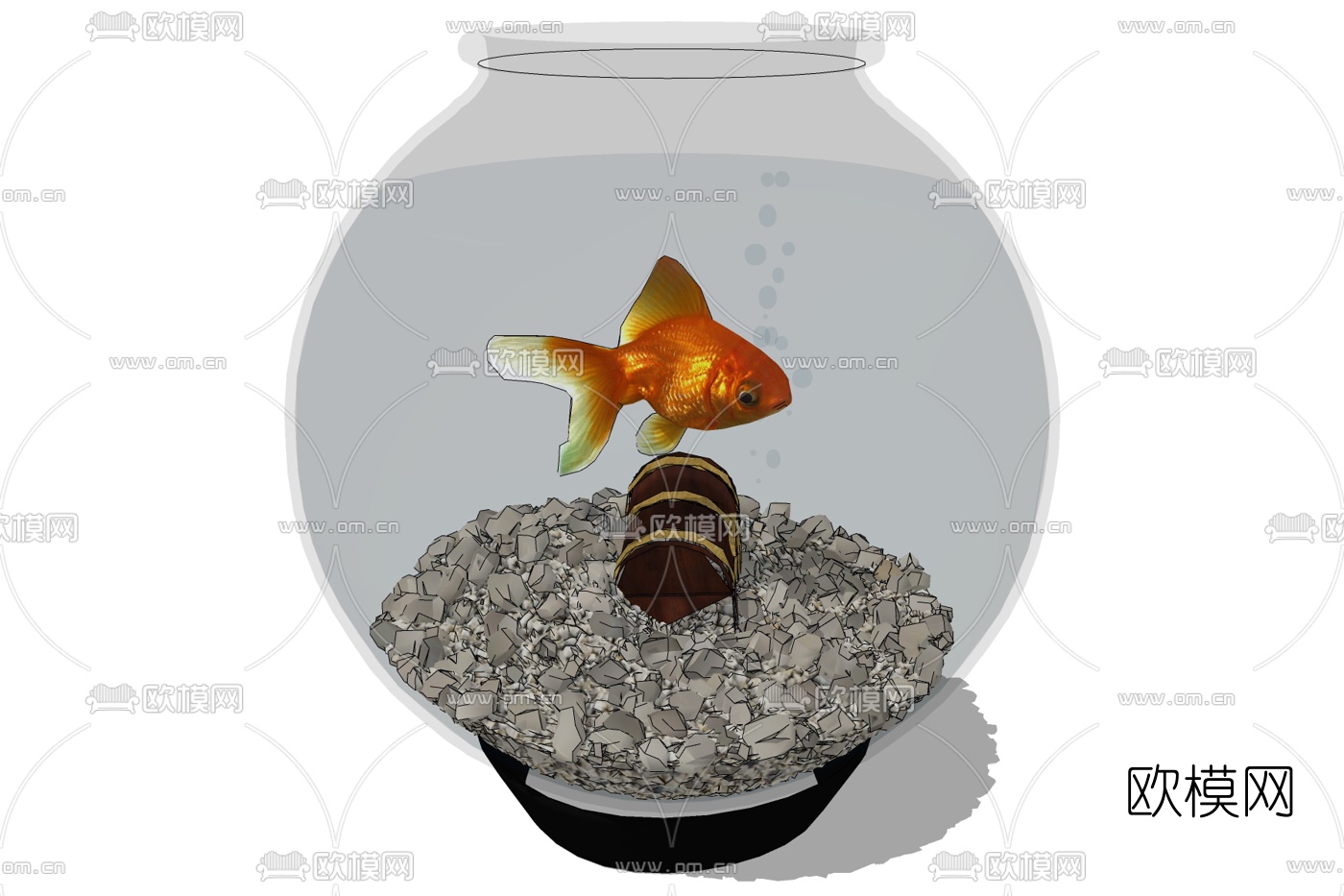 现代玻璃鱼缸免费su模型下载