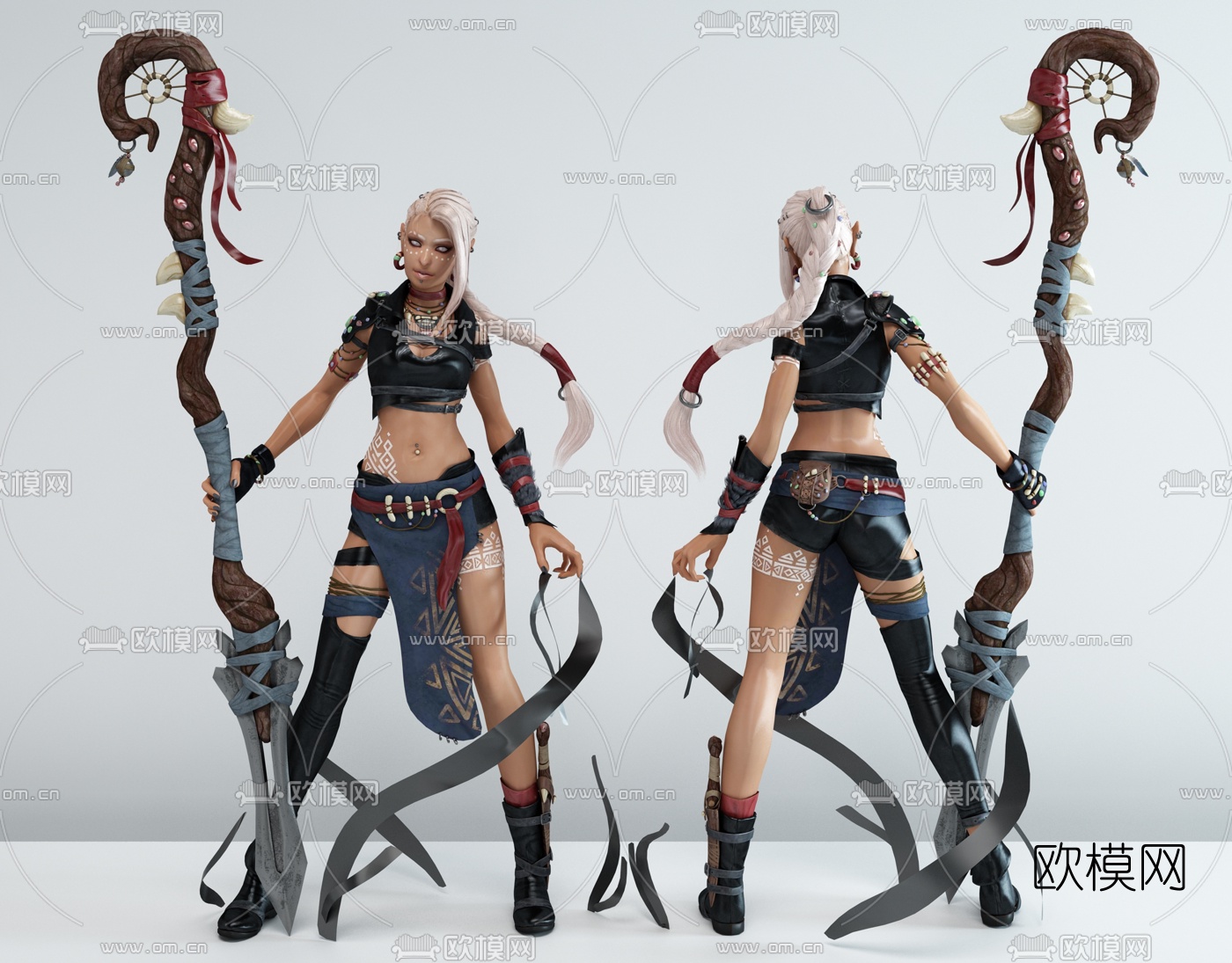 现代女魔法师游戏角色3d模型
