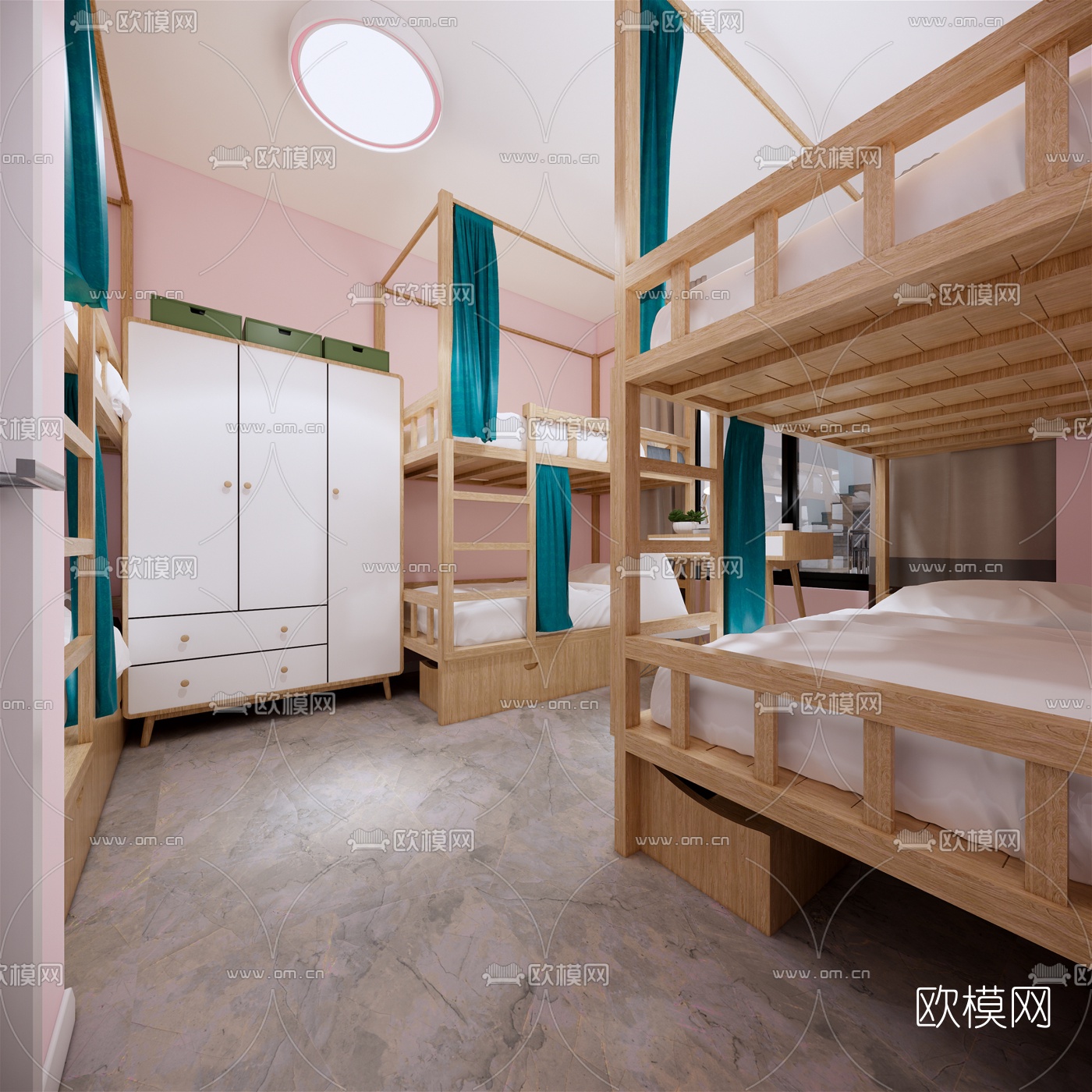 现代学校女生宿舍su模型下载（渲染图5）