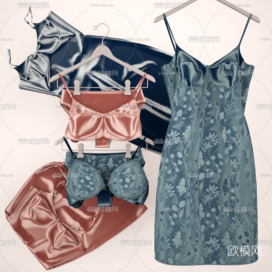 现代女士睡裙内衣3d模型下载（渲染图1）