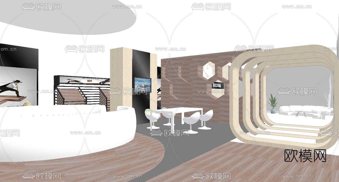 现代地板展厅su模型下载（渲染图2）