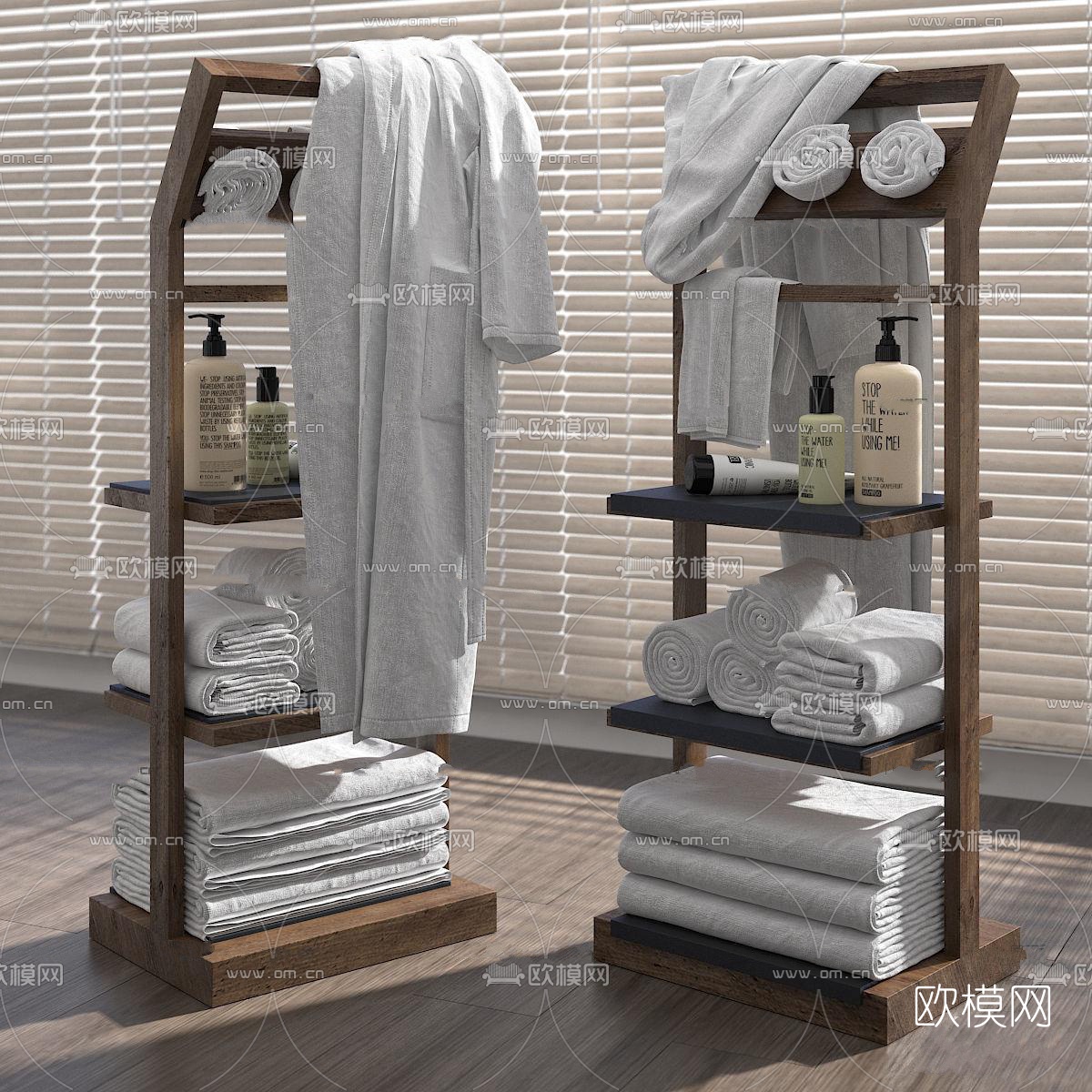 现代浴室毛巾架su模型下载（渲染图1）