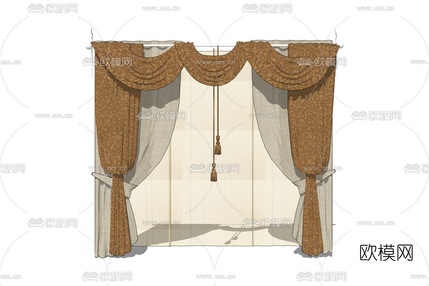 简欧窗帘免费su模型