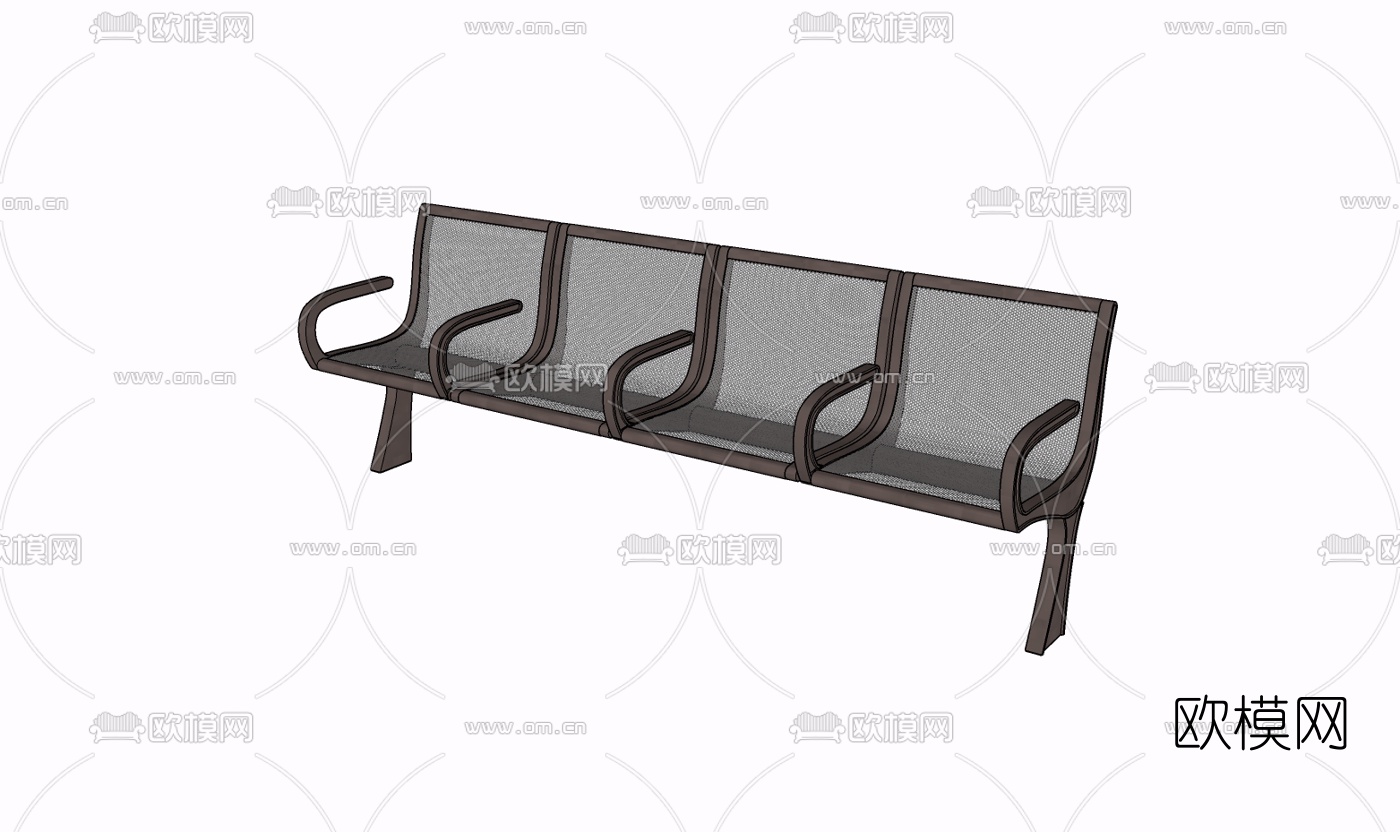 现代金属公用椅免费su模型下载