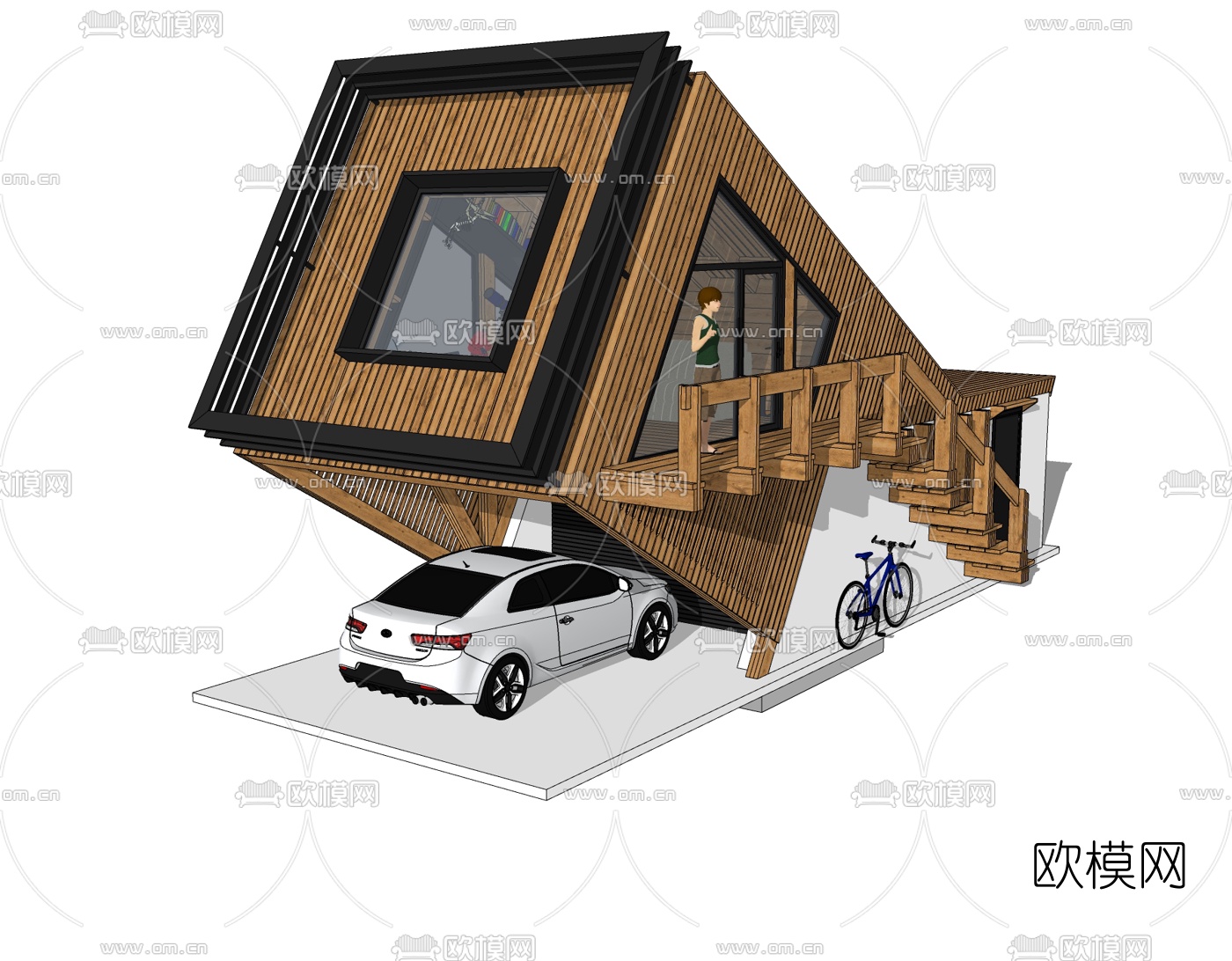 现代独栋别墅免费su模型下载