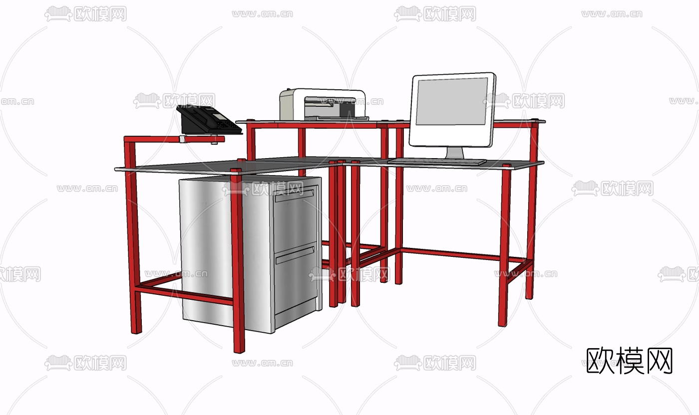 现代电脑桌椅免费su模型下载