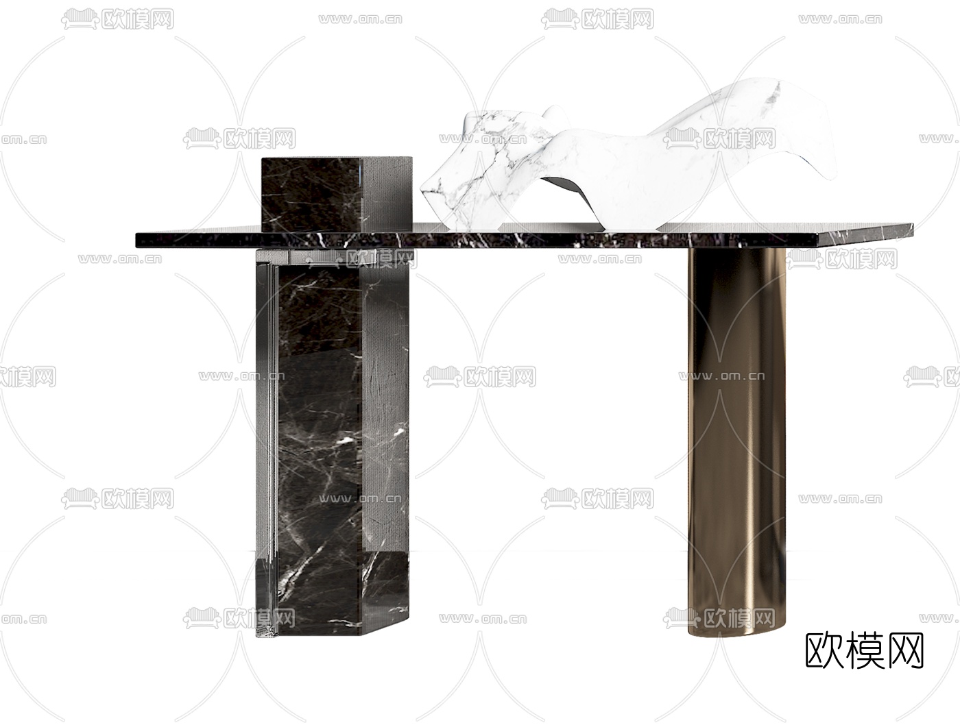 新中式实木端景条案3d模型下载（渲染图4）