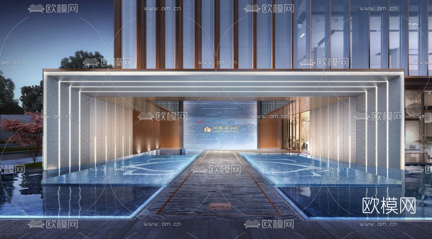 现代售楼部外观su模型