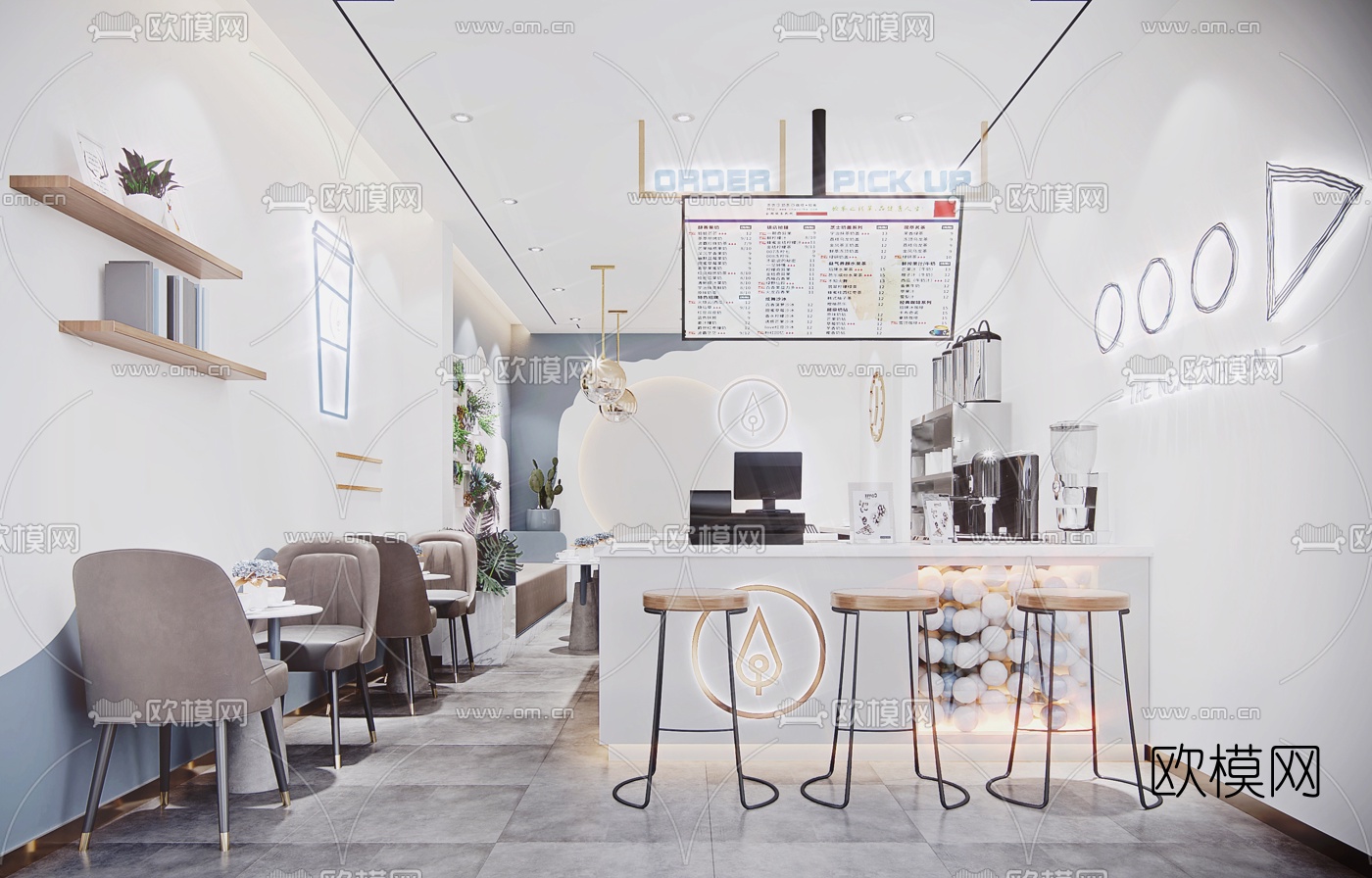 现代甜品奶茶店3d模型