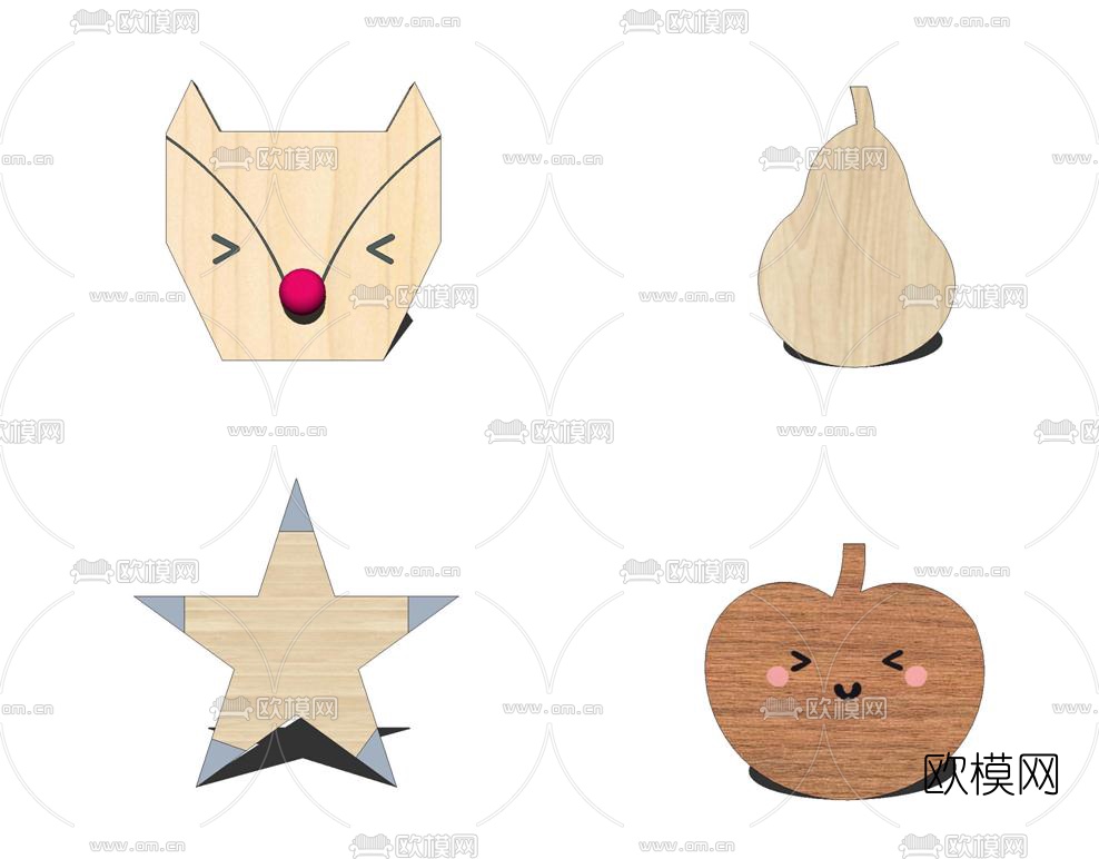 北欧动物儿童墙饰挂件su模型下载