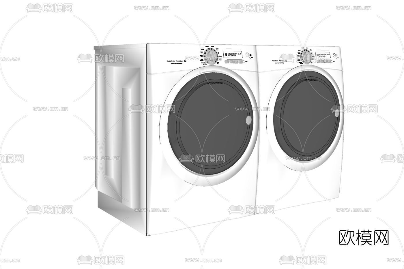现代洗衣机组合免费su模型下载